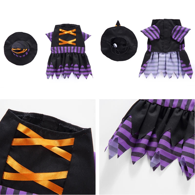 Purple Pet Witches dress and hat