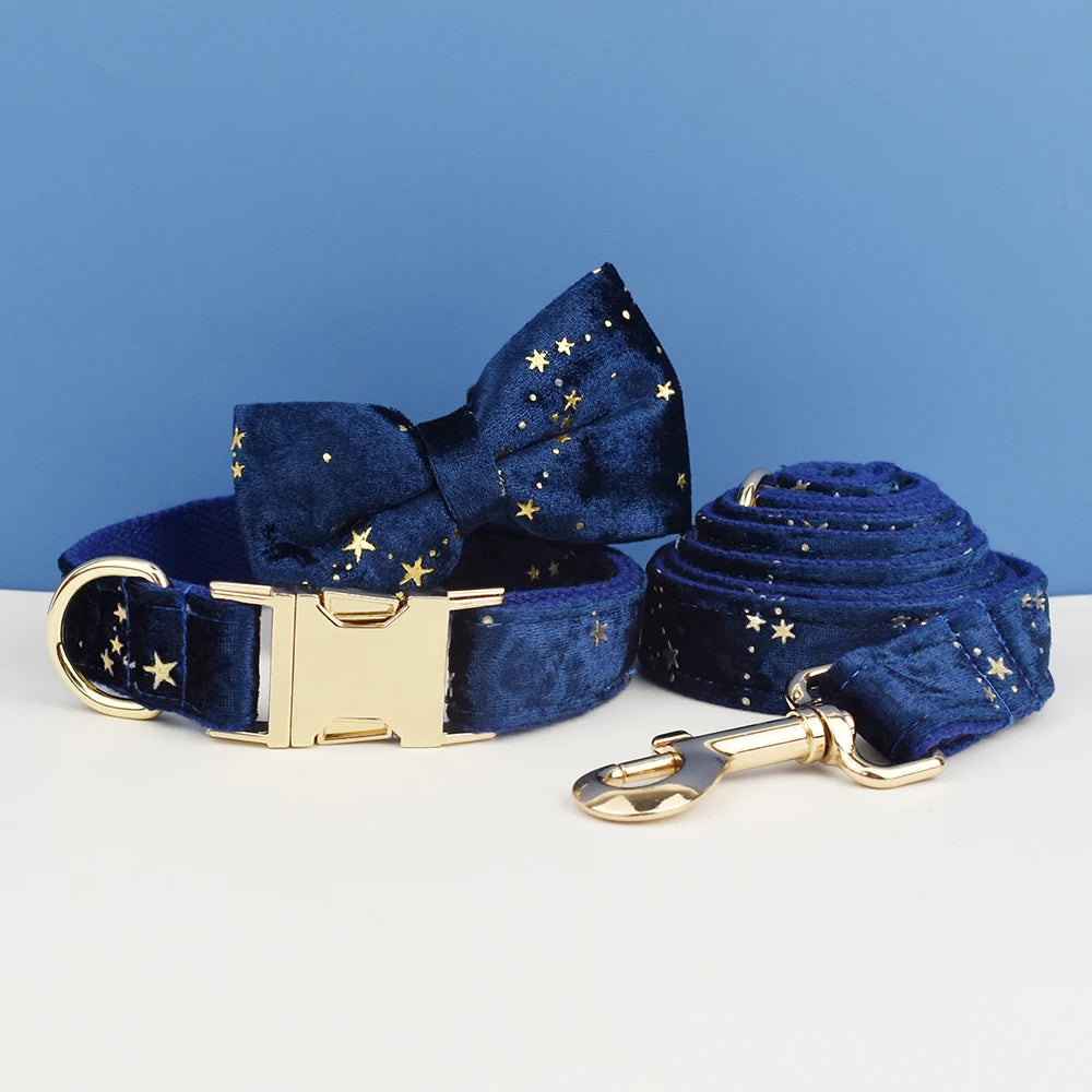 Luxury Velvet Pet Collar Leash Harness Set