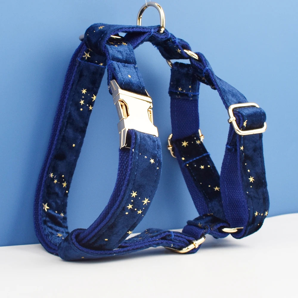Luxury Velvet Pet Collar Leash Harness Set